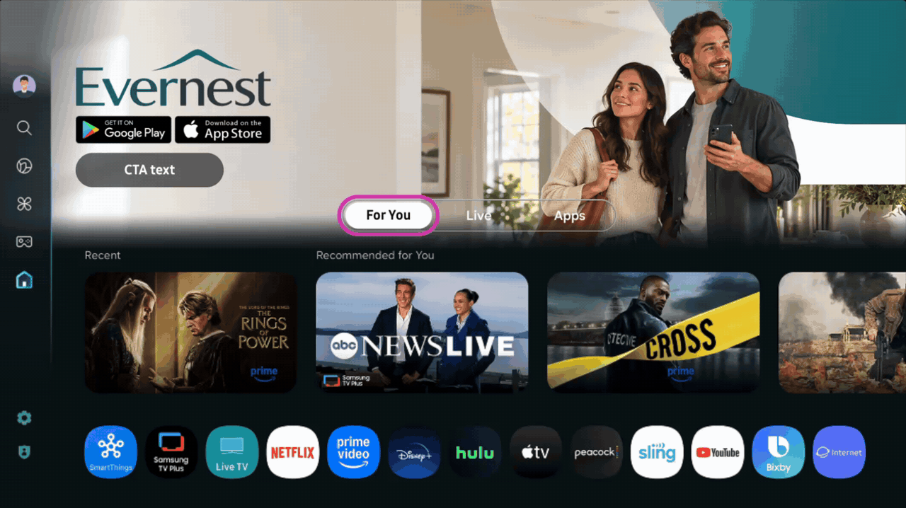 Samsung connected TV home-screen placement