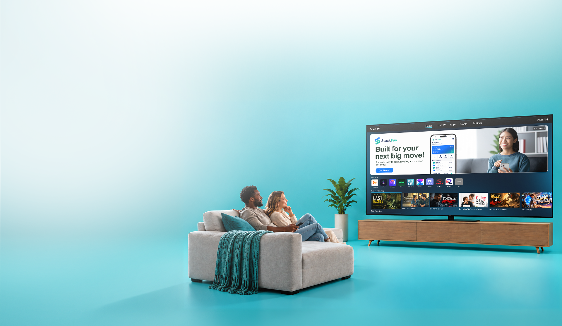 A FeedTV placement on the biggest screen in the home